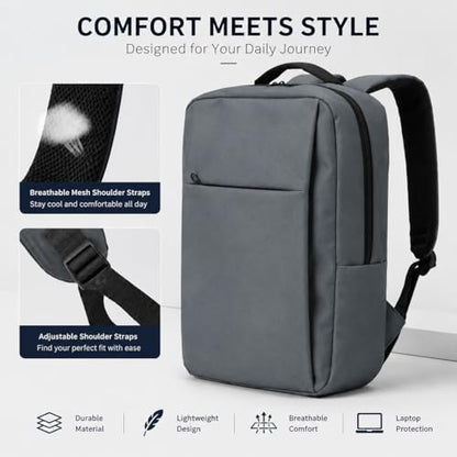 Laptop Backpack for Women & Men, 15.6" Laptop and Tablet Bag with Computer Compartment – Lightweight, Durable Travel & Work Backpacks, Grey - color: Backpack 01 Grey