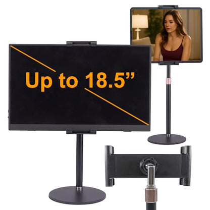 Portable Monitor Stand Tablet Stand for Desk Kindle Holder with Metal Disk, Telescopic Pole and Super Wide Clamp Portable Monitor Mount 15.6 inch 18.5 inch FL12C