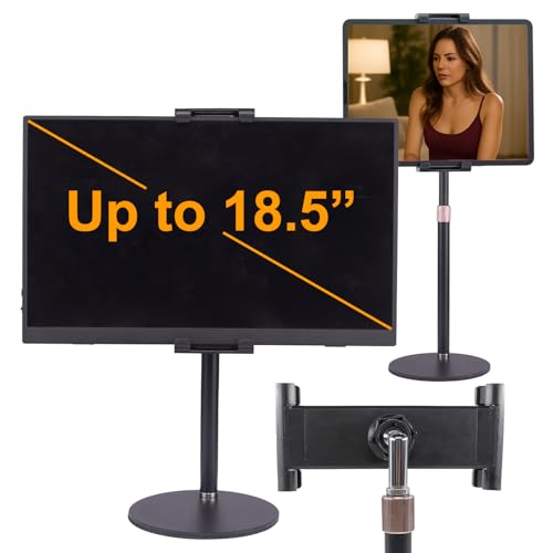 Portable Monitor Stand Tablet Stand for Desk Kindle Holder with Metal Disk, Telescopic Pole and Super Wide Clamp Portable Monitor Mount 15.6 inch 18.5 inch FL12C