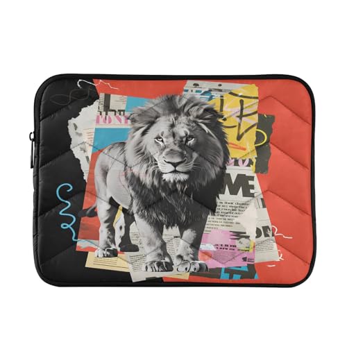 Lion Red Black Padded Laptop Sleeve Case 13 Inch Soft Quilted Laptop Bag Waterproof Computer Sleeves - color: lion red black, size: Medium