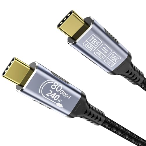 c to c cable fast charging Compatible with Thunderbolt 5,Thunderbolt 4/3,80 Gbps Data Transfer,USB 5 Cable 3.3ft, Supports 16K/Dual8K usb c video, 240W/100W Charging usb c to usb c monitor cable - size: 3.3 ft