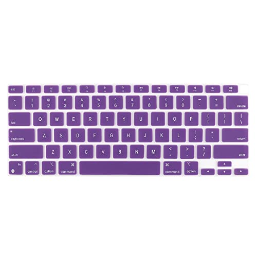 Batianda Ultra Thin Silicone Keyboard Cover for New MacBook Air 13 Inch 2020 2021 M1 Chip Model A2337 (with Touch ID & Retina Display) Waterproof and Dustproof Durable Laptop Protector, Purple - color: Purple