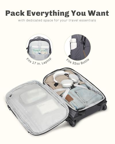 2 in 1 Travel Backpack Set Rolling Backpack with Wheels Carry on Luggage 43L with Personal Item Bag for Men Women 17 inches Laptop Backpack Dark Grey - color: Dark Grey
