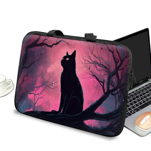 Universal Laptop Case Sleeve 10 inch with Handle and Zipper, Kids Tablet Carrying Case Messenger Bag Portable Tote Bag for 7-10 inch iPad/Notebook/eBook/Readers, Cat in Pink Sky - color: Cat in Pink Sky, size: 10 inch