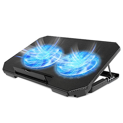 LIENS Laptop Cooling Pad with Adjustable Height Two 5.1 Inches Fan 2 USB Ports Suitable for 12"-15.6" Laptops（Black） - color: black