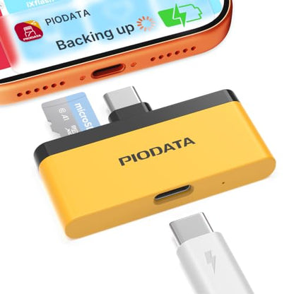 Micro SD Card Reader for iPhone 17/16/15, iPad, Android, Mac, PC, Laptop, USB C Memory Card Reader Adapter, Auto Photo Backup While Charging, Apple MFi Photo Stick iXflash Q w/Free App Yellow - color: Yellow/Black