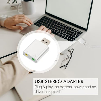 BESPORTBLE Channel External USB Sound Card with Microphone and Headphone Jack Aluminum Alloy USB Audio Adapter for Laptop Plug and Play No Driver Needed Dynamic Surround Sound