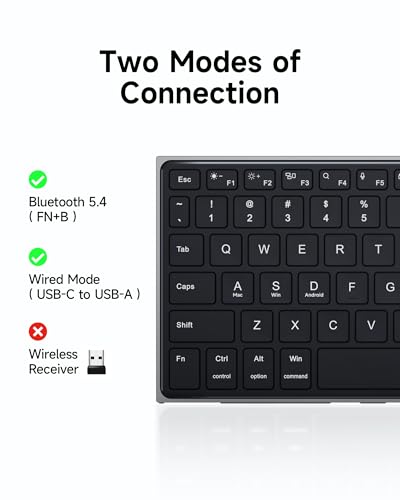CZUR K5S Bluetooth Keyboard with Touchpad, Wireless & Wired, Rechargeable | Meadia Control, HTPC for PC-connected TV, Portable Keyboard for PC/Laptop/Tablet/Phone, for Windows/Mac/Android/iOS
