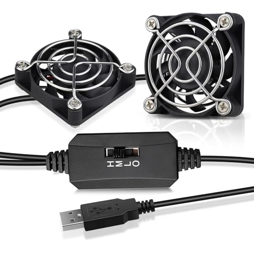 GDSTIME Dual 50mm USB Fan with 3 Speed Control, Mini 5V DC Cooling Cooler | 50x50x10mm, 5010, L/M/H Adjustable Wind, for Raspberry Pi, Cable Box, Aquarium, Small Appliances Series Replacement - size: 50x10mm