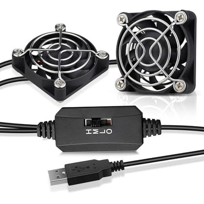 GDSTIME Dual 50mm USB Fan with 3 Speed Control, Mini 5V DC Cooling Cooler | 50x50x10mm, 5010, L/M/H Adjustable Wind, for Raspberry Pi, Cable Box, Aquarium, Small Appliances Series Replacement - size: 50x10mm