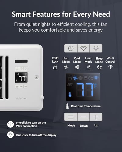 Howeall Super Quiet Register Booster Fan for 4" x 10" Register Holes, Smart Register Vent with Dual Intelligent Thermostat and WIFI App Control, Heating Cooling AC Vent Fan (White) - color: White, size: 4" x 10"