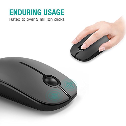 VssoPlor Wireless Mouse, 2.4G Slim Portable Computer Mice with Nano Receiver Quiet Silent Optical Laptop Mouse for Notebook, PC, Laptop, Computer-Black and Gray - color: Black and Gray