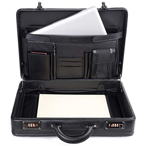 Alpine Swiss Mens Briefcase | Hard Side Business Case | Expandable Attache Case For Men | Dual Combination Locks | Padded Interior | Multi Organizer Pockets | Manufacturer’s Warranty