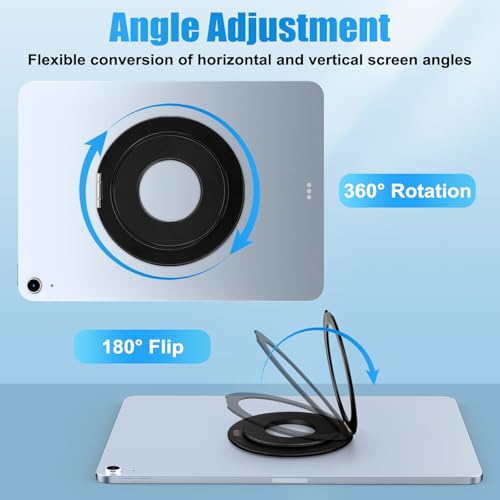 Universal Tablet Mount , Ring Holder Stand Grip for iPad Pro Air Mini,Black | Adjustable 360 Degrees Rotating Tablet Holder Fit for ipad/Kindle/e-reader and 6-13” Device,Compatible with Magsafe Stand - color: Black