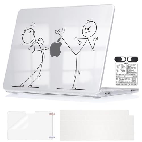 Fun Cartoon Line Art Clear Case for 2026 MacBook Neo 13 Inch A3404 | Lightweight Hard Shell Protective Cover. 5-in-1 Accessories Kit. Perfect for Students &Office. Fits Mac Neo A18 Pro Chip Only - color: Funny Minimalist Characters