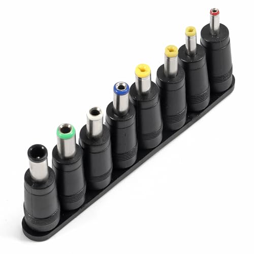 8Pcs Universal 5.5mm x 2.1mm DC AC Connector Power Adapter Tips Connector Power Socket Kits Compatible with Laptop Charger Power Supply Convert Plug Set