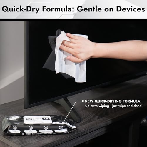 Air Jungles Electronic Wipes Screen Cleaner 70 Ct (Pack of 2), XL 8x10 Inch | No Cloth Needed, Cleaning LED Screen, TV, Computer, Tablet, Phone, Laptop, Monitor, Smart Watch, Headphone & Gaming Equipment - size: 70 Count (Pack of 2)