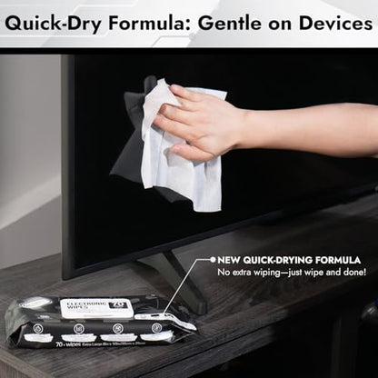 Air Jungles Electronic Wipes Screen Cleaner 70 Ct (Pack of 2), XL 8x10 Inch | No Cloth Needed, Cleaning LED Screen, TV, Computer, Tablet, Phone, Laptop, Monitor, Smart Watch, Headphone & Gaming Equipment - size: 70 Count (Pack of 2)