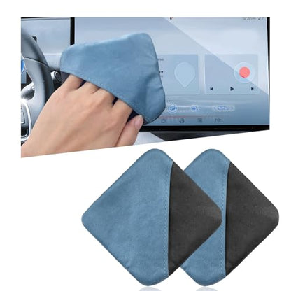 Ohleats Car Screen Cleaner, Microfiber Auto Screen Cleaning Pad, Foldable Touch Screen Cleaner Cloth for Vehicle Dashboard LCD Display, Car Cleaning Kits - color: Blue&Gray,2Pcs