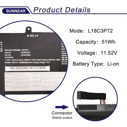 L18C3P71 L18C3P72 SB10T83122 5B10W13877 Battery Replacement for Lenovo ThinkPad T490 T495 T14 P14S P43S Series 02DL007 L18L3P73 SB10K97645 02DL010 SB10K97648 02DL008 - size: 12.17*5.75*1.26 inches L18C3P71