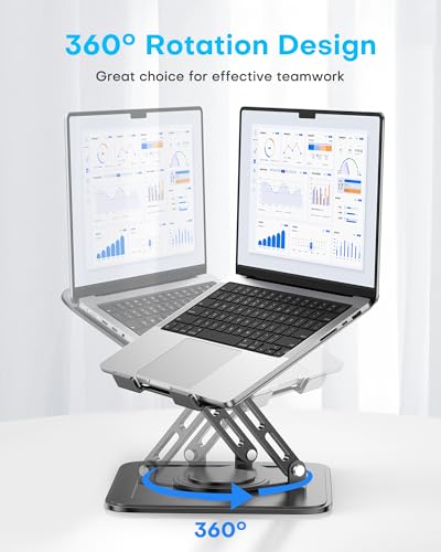 LOXP Adjustable Laptop Stand, Computer Stand with 360 Rotating Base | Ergonomic Laptop Riser Mount for Desk Foldable Protable Computer Desk Fits with MacBook Pro Air - color: Classic Black