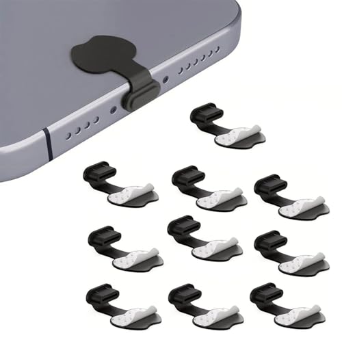 10 Pcs USB C Dust Plugs Anti Loss Dust Cover for iPhone 17 Pro Max -Black | Anti Loss Silicone Dust Covers for iPhone 17 Pro Max, 16 Pro,15,Compatible with All USB C Charging Port Dust Protectors Cap