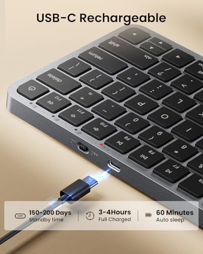 ProtoArc K90-A Backlit Bluetooth Keyboard for Mac/iPad, Space Gray | Compact Wireless Mac Keyboard, 78-Key, No Numpad, 3-Level White Led Backlight, Multi-Device, Low-Profile, Rechargeable - color: Space Gray