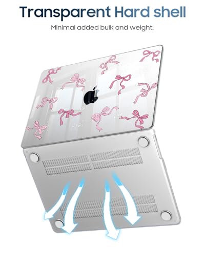 Fintie Case for MacBook Air 13 inch A3449/A3240/A3113/A2681 2022-2026 | M2/M3/M4/M5, Snap On Hard Shell, Full Port Access, Easy On/Off, Lightweight, Bow - color: Satin Silver
