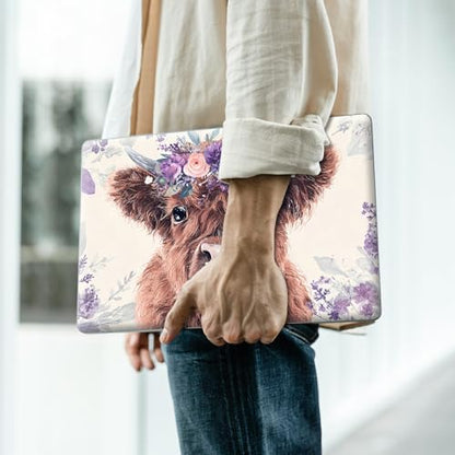 Reusable Universal Laptop Skin Sticker, Cut to Fit for 11.6–15.6 Inch Laptops, Waterproof Protective Film, No-Residue - Purple Floral Cow - color: Purple Floral Cow