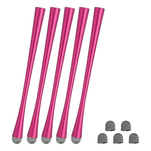 PATIKIL 5 Pcs Slim Waist Stylus Pens for Touch Screens, 2 in 1 High Sensitivity Universal Pen Capacitive Stylus for Phone Tablet Laptop Touch Screen Devices, Red - color: Rose Red