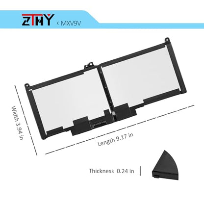 ZTHY 60Wh MXV9V Laptop Battery for Dell Latitude 7300 7400 5300/5310 2-in-1 | Inspiron 7300/7306 2-in-1 Black Replacement Battery P96G P97G P99G P100G P97G001 P97G002 5VC2M 829MX 0829MX D1XK9 7.6V 4-Cell - size: 7.99*3.94*0.28 inch MXV9V