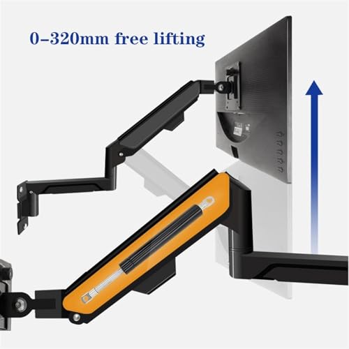 Adjustable Monitor Arm Wall Mount Monitor Arm with Laptop Tray, Aluminum Gas Spring Full Motion Laptop Mount Arm Fits Max 32 inch, 19.8 lbs Screens/ 10-17" Laptop Monitor Arm Mount(Black) - color: Black