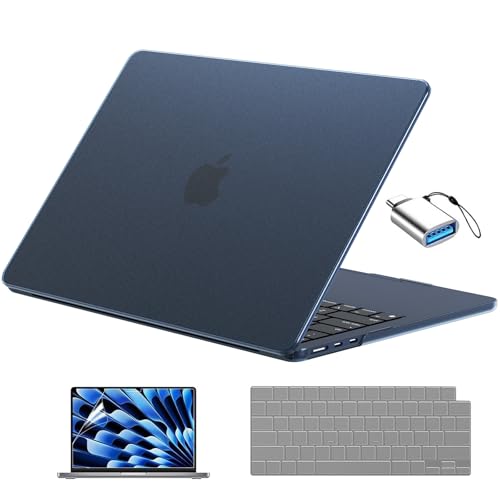EooCoo for MacBook Air 13 inch Case M5/M4/M3/M2 2026-2022, Matte Midnight | Scratch Resistant, Fit for Air 13.6", Hard Shell, Keyboard Cover, Screen Film & Type-C Included, A3449/A3240/A3113/A2681 - color: Original Midnight