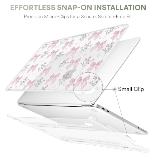 May Chen Compatible with MacBook Neo 13 inch Case 2026 Model A3404, Plastic Hard Shell,Keyboard Cover,Screen Protector,Dust Plug, for MacBook Neo 13" with A18 Pro Chip, Flower & Bow - color: Flower & Bow