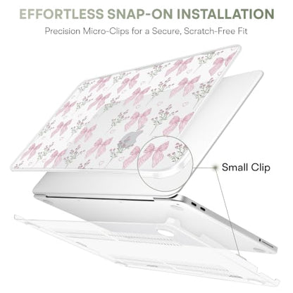 May Chen Compatible with MacBook Neo 13 inch Case 2026 Model A3404, Plastic Hard Shell,Keyboard Cover,Screen Protector,Dust Plug, for MacBook Neo 13" with A18 Pro Chip, Flower & Bow - color: Flower & Bow
