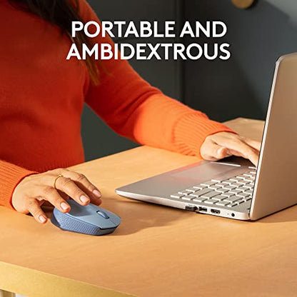 Logitech M170 Compact Ambidextrous 2.4 GHz Wireless Mouse - Blue Grey | Ambidextrous mouse with 2.4 GHz USB-A Nano Receiver, Optical Tracking, 12-Months Battery Life, PC, Mac, Laptop compatible - color: Blue Grey