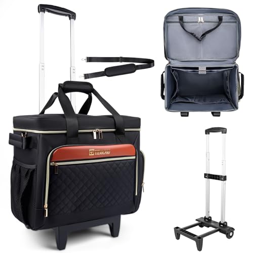 Rolling Teacher Bag with Detachable Cart - 1680D Waterproof Oxford Rolling Cart for Teachers, Large Capacity Tote with Wheels Fits 15.6" Laptop & Tablet(BLACK) - color: Black