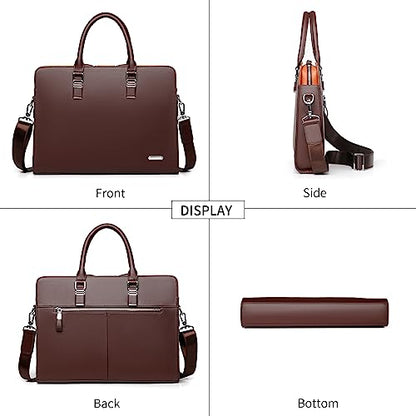 FSD.WG]Business Bag Leather Briefcase Shoulder Laptop Business Bag for Men - color: Brown(l)