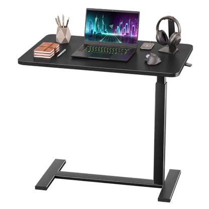 OLIXIS Overbed Bedside Table, Adjustable Hospital & Home Use Bed Table with Wheels, Rolling Laptop Tables, Mobile Standing Desk, Sturdy & Space Saving Design, Ink - color: Ink
