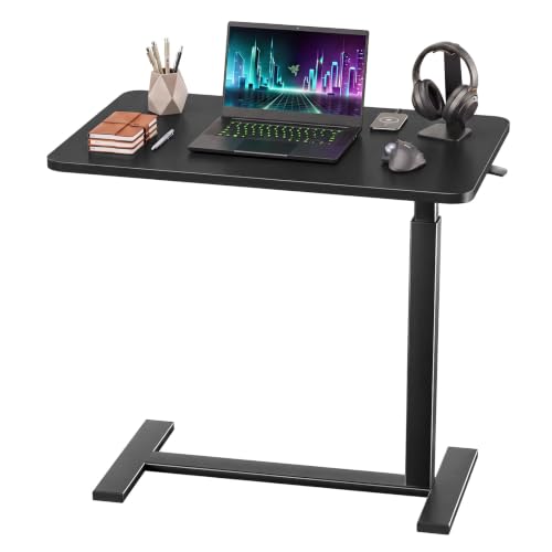 OLIXIS Overbed Bedside Table, Adjustable Hospital & Home Use Bed Table with Wheels, Rolling Laptop Tables, Mobile Standing Desk, Sturdy & Space Saving Design, Ink - color: Ink