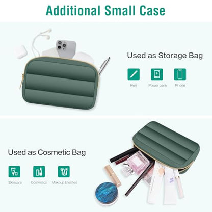 MOSISO Laptop Case 16 inch, 15-15.6 inch Puffy Laptop Sleeve Compatible with MacBook Pro 16 M5 M4 M3 M2 M1, HP Dell ASUS Acer Toshiba Lenovo, Polyester Horizontal Bag with Small Case, Emerald Green - color: Emerald Green, size: 16 inch
