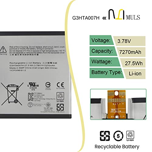MULS G3HTA003H Batteryfor Microsoft MSK-1645 Surface 3 10.8" Surface 3 1645 | Tablet G3HTA004H G3HTA007H Installation Tools 3.78V 7270mAh 27.5Wh with Tools, Perfect Compatibility, Extended runtime