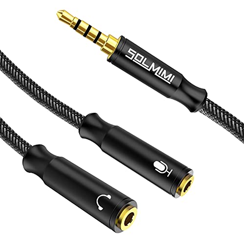 Headphone Mic Splitter, 3.5mm TRRS Splitter with Separate Headphone and Mic Jack, 3.5mm Combo Audio Adapter 2 Female to 1 Male Compatible to Xbox One Smartphone PC Tablet Ps4 Gaming-10 inch - size: 0.65FT
