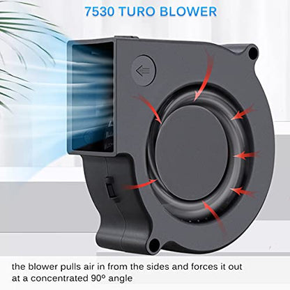 GDSTIME 75mm X 30mm USB Blower Fan with 3 Speeds Control, 5V Powered DC Brushless Turbine Turbo Cooling Fan - size: 75mm x 30mm