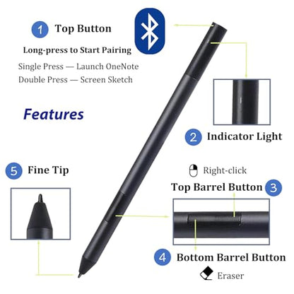 Active Pen PN557W Compatible for Dell Active Pen PN557W Compatible with Dell 2-in-1s for Insipron 7435 Stylus,for Latitude 5289 5300 7210 9410 5290,XPS 15 9570/9575 Pen