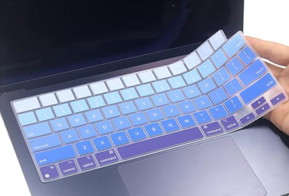 Keyboard Skin Compatible for 2026 MacBook Neo 13" A3404, Air 15.3" 13.6" M5 M4 M3 M2 A3448 A3241 A3114 A2941 A3449 A3240 A3113 A2681, MacBook Pro 14 16 M5 M4 M3 M2 M1 A3426 A3427 A3434 (Ombre Blue) - color: Ombre Blue