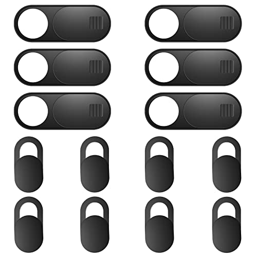 ZUCUCUC Webcam Cover Slide, 14 Pack Webcam Cover, Ultra-Thin Camera Cover for Laptop, Desktop, PC, MacBook, iPad, Tablet, iPhone, Cell Phone, Laptop Camera Cover Slide to Protect Your Privacy(Black) - color: Black (Small 8 Pcs+Large 6 Pcs)