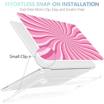 MEEgoodo 4-in-1 Printed Case for MacBook Neo 13 inch 2026 Release Model A3404, Laptop Hard Shell Cases with Keyboard Skin & Screen Protector & Webcam Covers, Pink & White Swirl - color: Pink & White Swirl