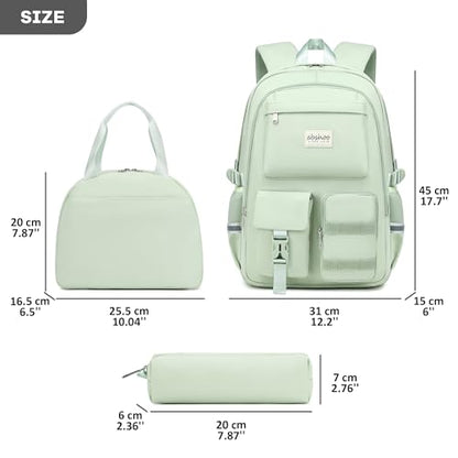 abshoo School Backpack for Girls Bookbag with Lunch Bag Teen Girls School Bag Travel Daypack (Olive Green) - color: Olive Green