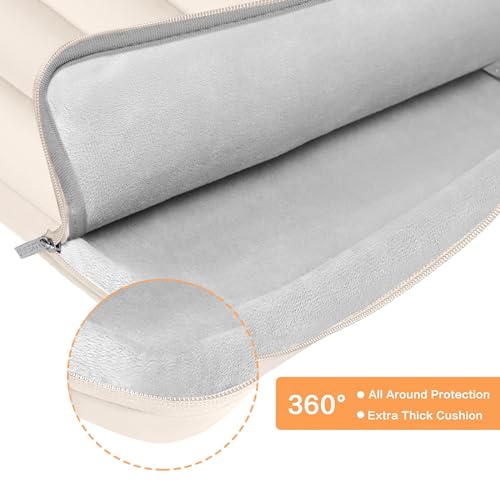 MOSISO 360 Protective 13-14 inch Laptop Case, 13.3 inch Puffy Laptop Sleeve | Compatible with MacBook Neo/Air 13.6/Pro 13/Pro 14, HP Dell ASUS Lenovo, Polyester Horizontal Side Open Bag, Sand - color: Sand, size: 13.3 inch